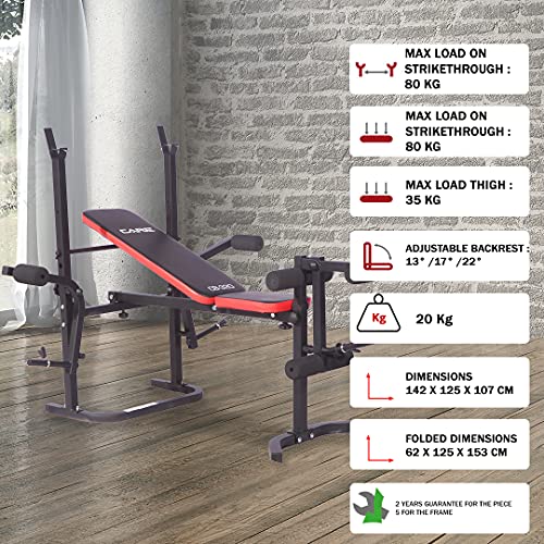 CARE FITNESS - Banco de musculación CB-320 - Banco inclinable, máquina para ejercitar pectorales Butterfly PEC Deck - Banco de musculación plegable - Musculación en casa, de color negro (50320)