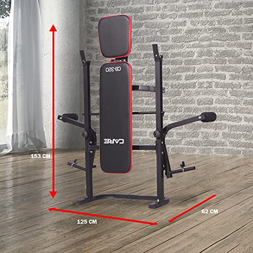 CARE FITNESS - Banco de musculación CB-320 - Banco inclinable, máquina para ejercitar pectorales Butterfly PEC Deck - Banco de musculación plegable - Musculación en casa, de color negro (50320)