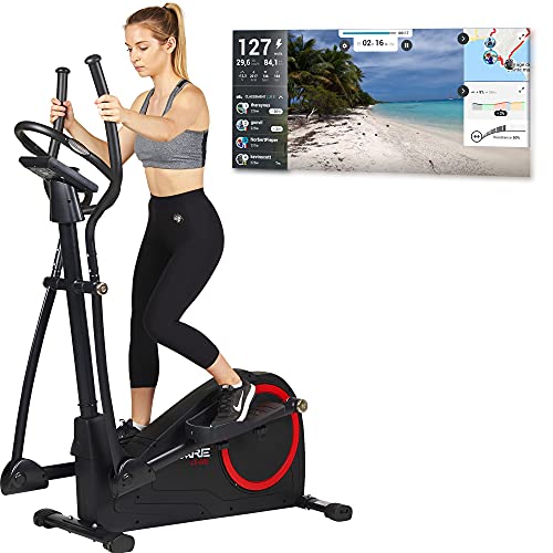 CARE FITNESS - Bicicleta elíptica motorizada CE-685 - 24 niveles de dificultad - 24 programas - Contador con pantalla LCD - Puerto USB - Soporte para tableta - Compatible con la aplicación Kinomap