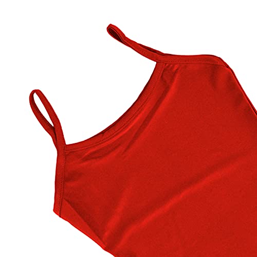 Carnavalife Maillot Ballet Danza Niñas sin Mangas, Leotardos de gimnasia con estilo camisola, Maillot Baillot de Cuello Redondo para Gimnasia Baile Fiesta (Rojo, 10-12 años)