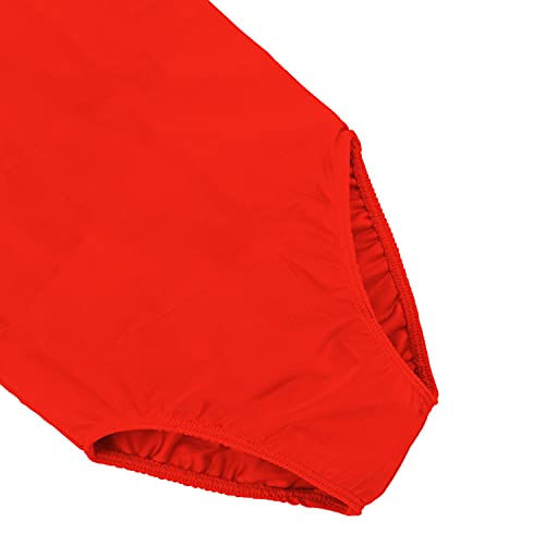 Carnavalife Maillot Ballet Danza Niñas sin Mangas, Leotardos de gimnasia con estilo camisola, Maillot Baillot de Cuello Redondo para Gimnasia Baile Fiesta (Rojo, 10-12 años)