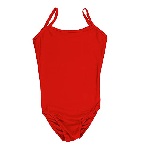 Carnavalife Maillot Ballet Danza Niñas sin Mangas, Leotardos de gimnasia con estilo camisola, Maillot Baillot de Cuello Redondo para Gimnasia Baile Fiesta (Rojo, 10-12 años)