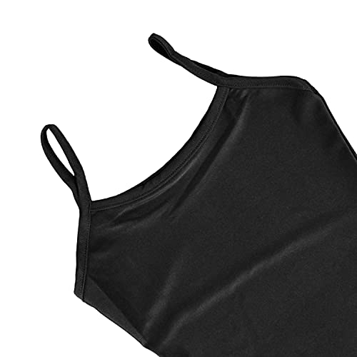 Carnavalife Maillot Ballet Danza Niñas sin Mangas, Leotardos de gimnasia con estilo camisola, Maillot Baillot de Cuello Redondo para Gimnasia Baile Fiesta (Negro, 7-9 años)