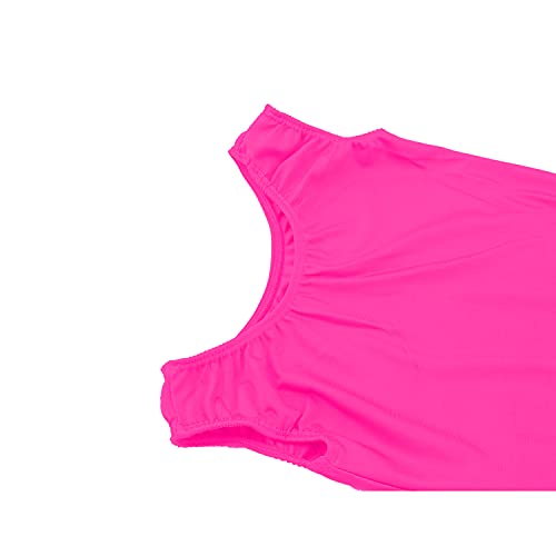 Carnavalife Maillot Ballet Danza Niñas sin Mangas, Maillot Baillot de Cuello Redondo para Gimnasia Baile Fiesta (Fucsia, 1-3 años)