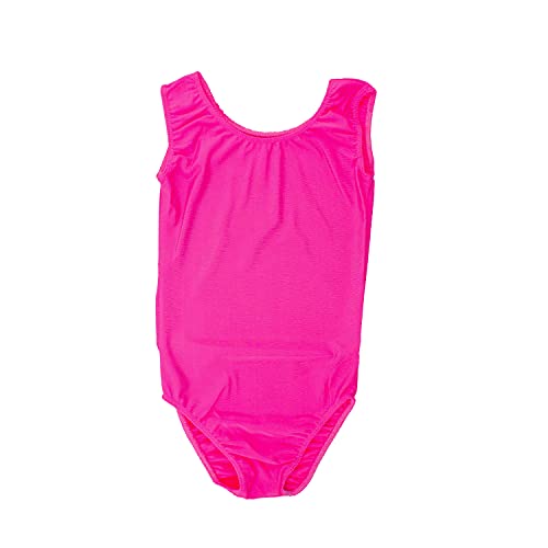 Carnavalife Maillot Ballet Danza Niñas sin Mangas, Maillot Baillot de Cuello Redondo para Gimnasia Baile Fiesta (Fucsia, 1-3 años)