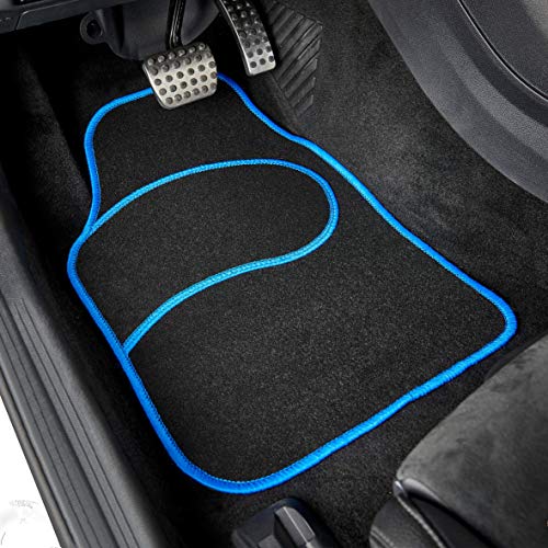 Cartrend 10599 - Alfombrillas universales para Coche (4 Piezas, Hilo Brillante), Color Azul