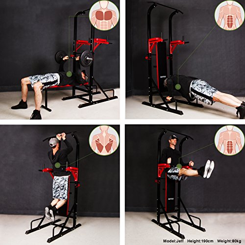 CCLIFE ZERRO Multiestación Maquina de musculación Aparato Dip Banco Barra de dominadas Dip Pull-up Flexiones y Abdominales