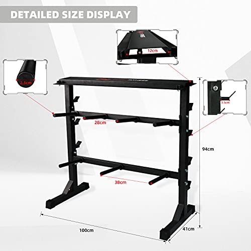 CCLIFE ZERRO Soporte para Barras de Pesas bastidores de Peso Estante de Barra con Pesas una Carga máxima de Aprox. 400 kg, Color:Negro