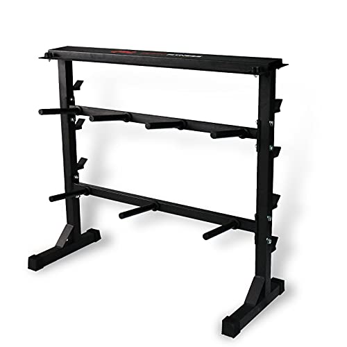 CCLIFE ZERRO Soporte para Barras de Pesas bastidores de Peso Estante de Barra con Pesas una Carga máxima de Aprox. 400 kg, Color:Negro