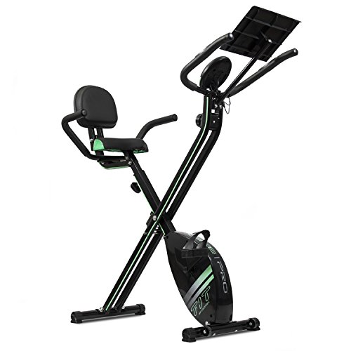 Cecotec Bicicleta Estática Plegable con Volante de Inercia de 2,5 Kg X-Bike Pro. Sistema Silence Fit, Respaldo, Manillar y Sillín Regulable, Pulsómetro, Pantalla LCD, Ruedas, Peso máximo 100 Kg