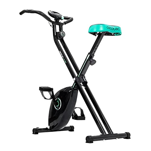 Cecotec Bicicleta Estática Plegable con Volante de Inercia de 2,5 Kg X-Bike. Sistema Silence Fit, Ergonómica, Manillar y Sillín Regulable, Pulsómetro, Pantalla LCD, Ruedas, Peso máximo 100 Kg