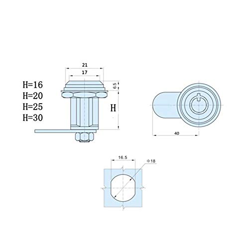 Cerraduras tubulares de leva de 20 mm con llaves iguales para puerta, gabinete, cajón, armario, cerraduras de hardware