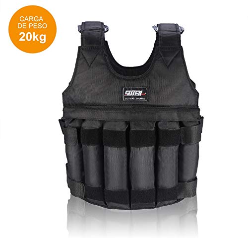 Chaleco de Peso Ajustable, Vacío Peso de la Adelgazamiento de Entrenamiento Chaqueta de Tela de Arena para Adelgazamiento Carrera y Sesión de Ejercicios (20KG)