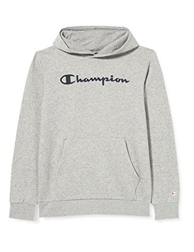 Champion Legacy Classic Logo Sudadera con Capucha, Gris Jaspeado Claro, 15-16 Años para Niños