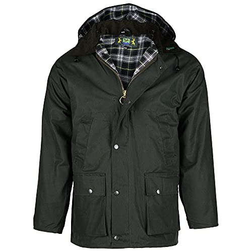 Chaqueta de cera inglesa Country, la original | Chaqueta resistente a la lluvia y cortavientos | Incluye capucha, distintos colores verde oliva XXXL