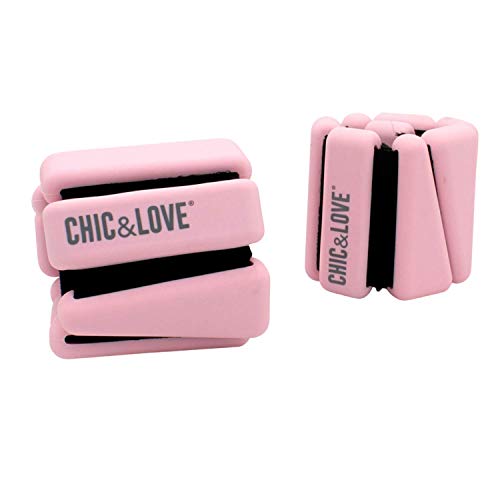 CHIC & LOVE® | Set de Pesas Lastradas para Tobillos y Muñecas | 2x0,45 Kg de Peso | Ajustables y Regulables |Para Tonificar y Potenciar tus Rutinas Ejercicio |Gimnasio, Natacion, Caminar o Yoga (Rosa)