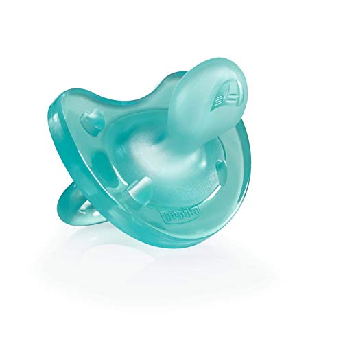 Chicco Physio Soft Chupete para Bebés de 0 a 6 Meses, 100% Silicona Suave y Delicada que Imita el Pecho Materno, con Orificios de Ventilación y Tetina Physioforma - Azul - 1 Unidad