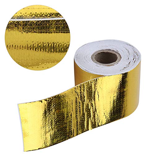 Cinta Adhesiva, 1 Rollo de oro del Coche de Aluminio Cinta Adhesiva Cinta Adhesiva Reflectante Escudo Protector Térmico(10M*5CM)