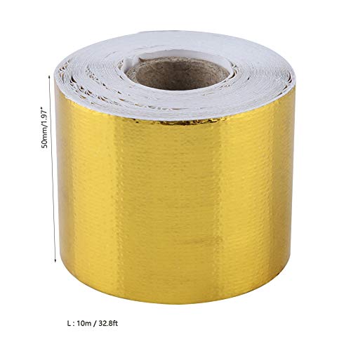 Cinta Adhesiva, 1 Rollo de oro del Coche de Aluminio Cinta Adhesiva Cinta Adhesiva Reflectante Escudo Protector Térmico(10M*5CM)