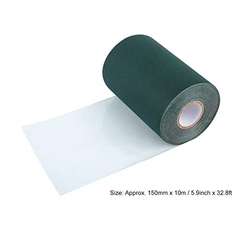 Cinta de Césped Artificial, 5.9in x 32.8ft (15cm x 10m) Cinta de Costura Césped Sintética Autoadhesiva para Unión de Fijación Alfombra de Césped Verde, Alfombra de Césped Falso de Conexión(Verde)