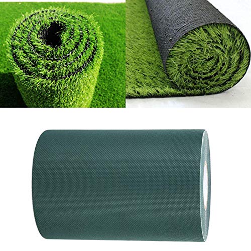 Cinta de Césped Artificial, 5.9in x 32.8ft (15cm x 10m) Cinta de Costura Césped Sintética Autoadhesiva para Unión de Fijación Alfombra de Césped Verde, Alfombra de Césped Falso de Conexión(Verde)