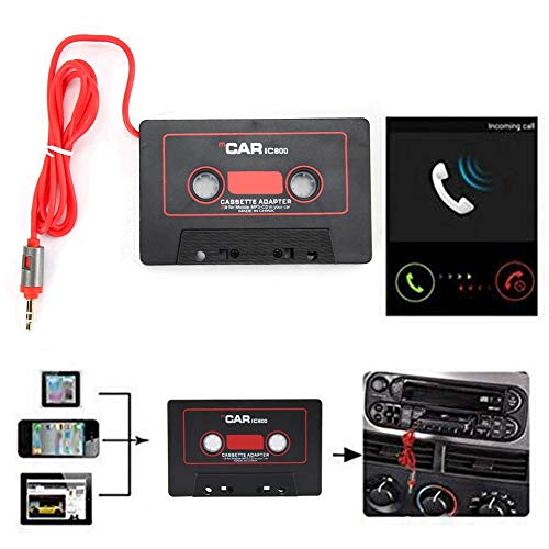 Cinta de coch, eReproductor de cassette para automóvil, Adaptador de cinta de cassette estéreo para automóvil Reproductor de CD MD MP3 MP4 a audio auxiliar de 3.5 mm para teléfono móvil