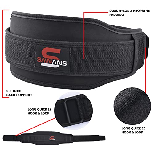 Cinturón de levantamiento pesas gimnasio entrenamiento neopreno doble resistencia 5.5 pulgada cinturón entrenamiento culturismo hombre y mujere soporte levantamiento sentadilla equipo (mediano, negro)