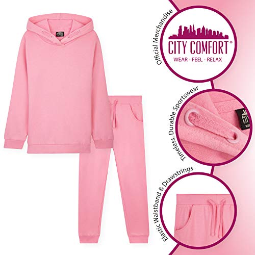 CityComfort Chandal Niña, Conjunto de 2 Piezas Sudadera con Capucha y Pantalon Chandal, Ropa Niño 100% Algodon, Regalos Para Niños Edad 3-14 Años (Rosa, 11_years)