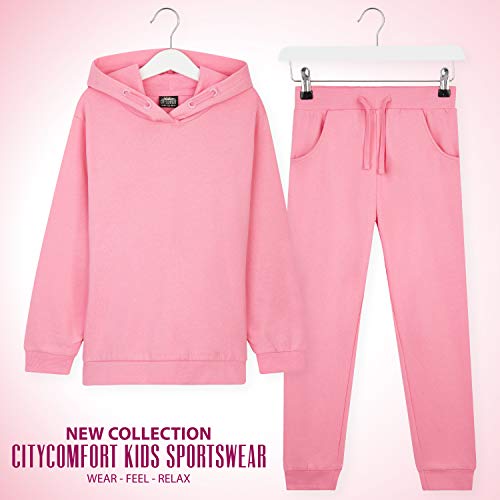 CityComfort Chandal Niña, Conjunto de 2 Piezas Sudadera con Capucha y Pantalon Chandal, Ropa Niño 100% Algodon, Regalos Para Niños Edad 3-14 Años (Rosa, 11_years)