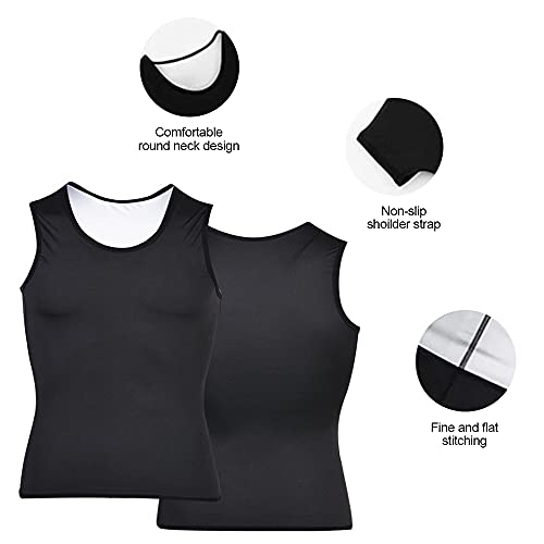 CJBIN Fajas Reductoras Adelgazantes Hombre, Camiseta Adelgazante Hombre Sauna Body Shaper Chaleco, Camiseta sin Manga Hombre Gym para Sauna Body, Shaper Entrenamiento, Entrenamiento Aeróbico