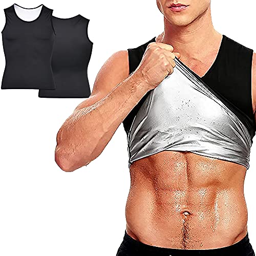 CJBIN Fajas Reductoras Adelgazantes Hombre, Camiseta Adelgazante Hombre Sauna Body Shaper Chaleco, Camiseta sin Manga Hombre Gym para Sauna Body, Shaper Entrenamiento, Entrenamiento Aeróbico