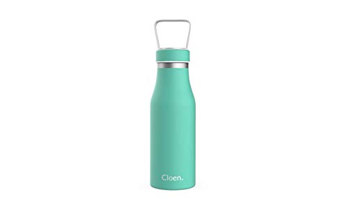 CLOEN Botella de Agua Acero Inoxidable, Aislamiento de Vacío, Triple Pared, Botellas de Frío/Caliente, Libre de BPA, Botella Reutilizable, Gimnasio, Deportes, Escolar, Bicicletas. by (Verde Agua)