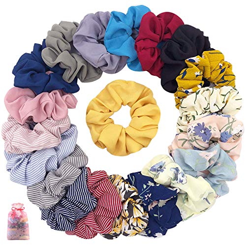 Coleteros de Gasa para Cabello,Coleteros de Tela Color Pastel,Pelo Bandas Scrunchy,Scrunchies Gasa Elástico,Scrunchies de Pelo,Cabello Scrunchies,Lazos Elásticos de Banda Pelo(24pcs) (20pcs)