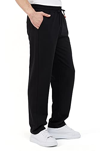 COMEOR Pantalones de chándal de algodón para hombre, pantalones largos de deporte, pantalones de entrenamiento, Negro , XL