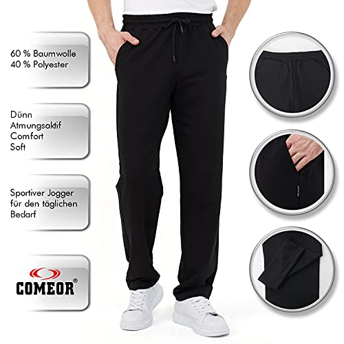 COMEOR Pantalones de chándal de algodón para hombre, pantalones largos de deporte, pantalones de entrenamiento, Negro , XL