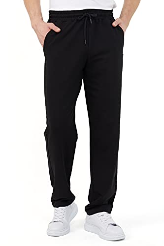 COMEOR Pantalones de chándal de algodón para hombre, pantalones largos de deporte, pantalones de entrenamiento, Negro , XL