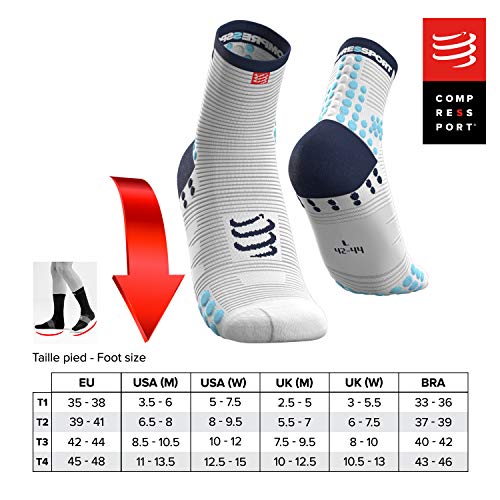 COMPRESSPORT SH3T3WB Calcetines, Hombre, Blanco/Azul, 3XL