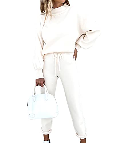 Conjunto Chandal Mujer Talla Grande Chándal Mujer Completo Loungewear Chandal Deportivo Señora Tracksuit Women Chandals Mujer Invierno Chandales Mujeres Ancho Flojo Chándales para Mujer Blanco M