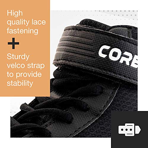 Core Botas de Lucha para Hombre, Mujer y niños, Antideslizantes Zapatillas de Lucha Libre, para Deportes de Combate, Wrestling Shoes, Crossfit y Levantamiento de Pesas, Negro, Talla 41 EU