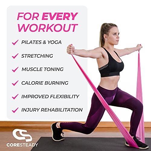 CORESTEADY Bandas de Resistencia Terapéuticas Bandas de Fitness Pilates, Yoga, Entrenamiento de Fuerza | Fisioterapia y rehabilitación |para Hombres y Mujeres |Guía incluida