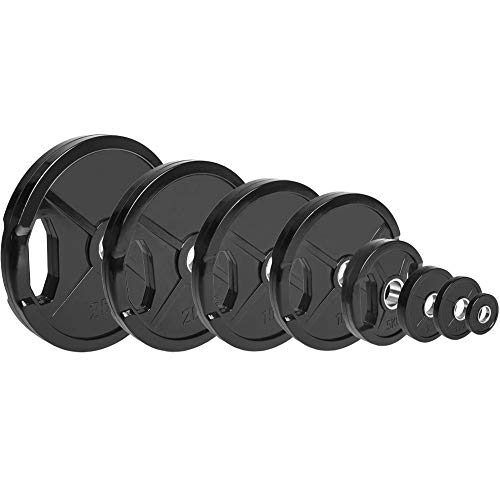 C.P.Sports Olympia - Juego de discos de pesas de 50 mm, 50 mm, revestidos de goma, para barra de pesas de 2,5, 5, 10, 15, 20, 25 kg (juego de 1 de 30 kg)