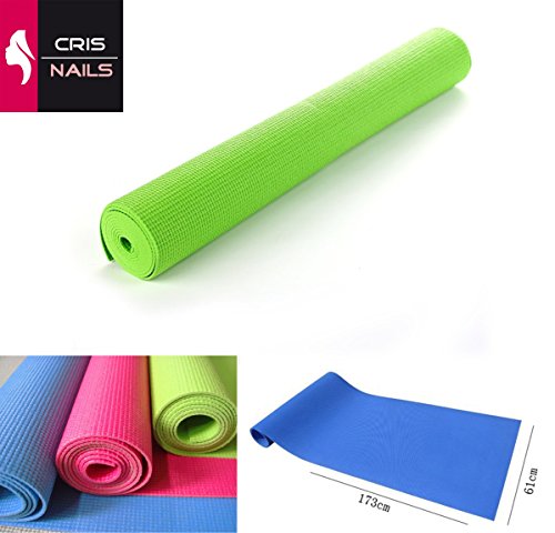 Crisnails® Esterilla Fitness de Ejercicio, Alfombra de Yoga, Colchoneta de Gimnasia, Fino y Suave, Plegable y Fácil de Transportar, Tamaño de 173cm x 61cm, 6 Colores (Verde)