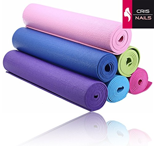 Crisnails® Esterilla Fitness de Ejercicio, Alfombra de Yoga, Colchoneta de Gimnasia, Fino y Suave, Plegable y Fácil de Transportar, Tamaño de 173cm x 61cm, 6 Colores (Verde)