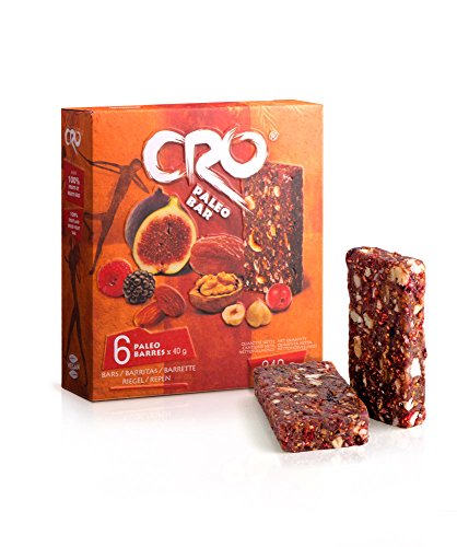 CRO PALEO BAR * Barra energética inspirada para una dieta PALEOLITICA* 100% natural * 6 x 40 g* higos secos, dátiles, frutos secos y frutos rojos