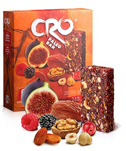 CRO PALEO BAR * Barra energética inspirada para una dieta PALEOLITICA* 100% natural * 6 x 40 g* higos secos, dátiles, frutos secos y frutos rojos