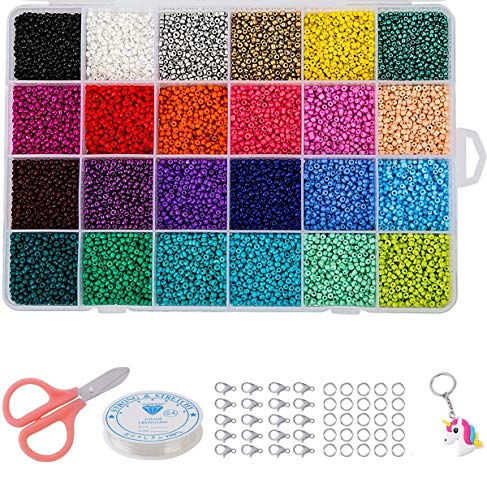 Cuentas de Colores 2mm Mini Cuentas y Abalorios Cristal para DIY Pulseras Collares Bisutería (24 Colores)