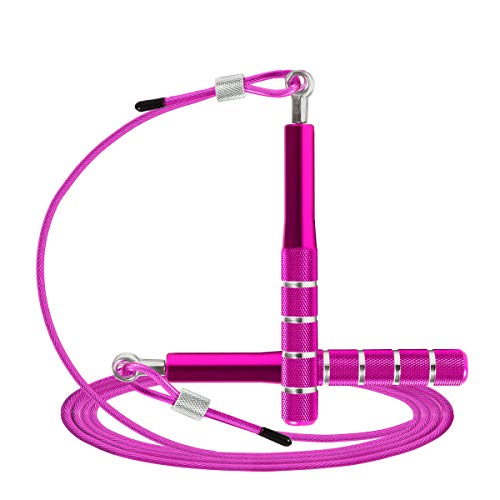 Cuerda de Saltar, Wastou Cuerda de Saltar de Velocidad para Entrenamientos de Fitness, Cuerda de Saltar Ajustable para Adultos con Cojinetes de Bolas, para Hombres, Mujeres, Niños y Niñas-3M (Rosa)