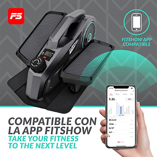 Curv Mini de Bluefin Fitness | Bicicleta Elíptica de Oficina para Entrenar Sentado | Resistencia Regulable | Rueda Motora Silenciosa | Pantalla LCD | Bluetooth | App FitShow para tu Fitness en Casa