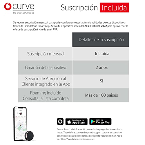 Curve, Localizador GPS Inteligente, Mini Dispositivo Ligero con Rastreo Ilimitado Desde tu Móvil para tu Coche, Bolso, Perro, Llaves y Mochila - Suscripción Incluida 2 Años