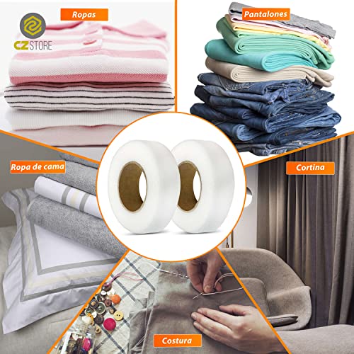 CZ Store Cinta de Tela Termoadhesiva |25MX2|✮GARANTÍA DE POR VIDA✮- Tira de Dobladillo Adhesiva para Reparar Cortinas, Pantalones, Vestidos, Vaqueros, Pantalones, Uniformes - No Se Necesita Coser